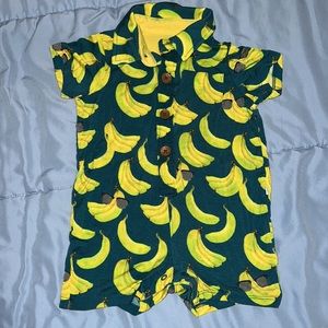 Posh Peanut Banana Short Sleeve Collared Henley Shortall